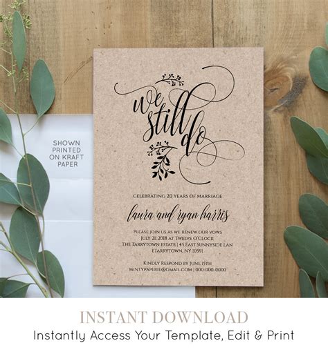 Printable Vow Renewal Invitations