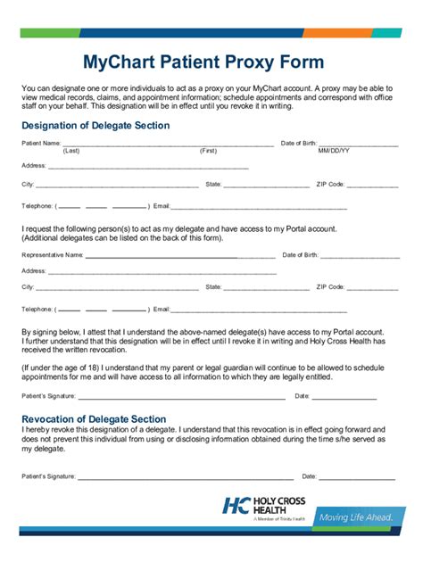 Fillable Online Mychart Patient Proxy Form Fax Email Print Pdffiller