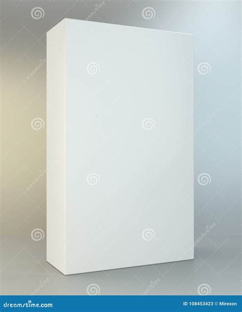 White Tall Rectangle Blank Box On Studio Background 3d Illustration