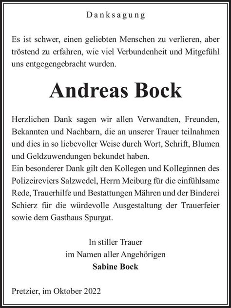 Traueranzeigen Von Andreas Bock Abschied Nehmen De