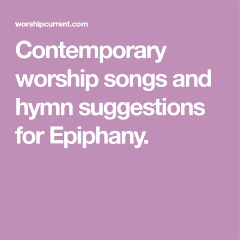 Contemporary worship songs and hymn suggestions for Epiphany ...