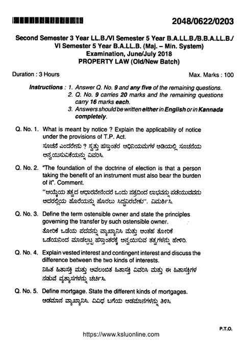 Llb 2 Sem Ballb Bballb 6 Sem Property Law 2048 Jul 2018 Llb 3 Years