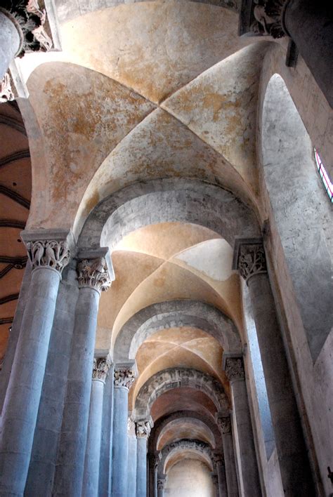 The Aisle Of The Abbey Church At Mozac Has A Groin Vault Supported On