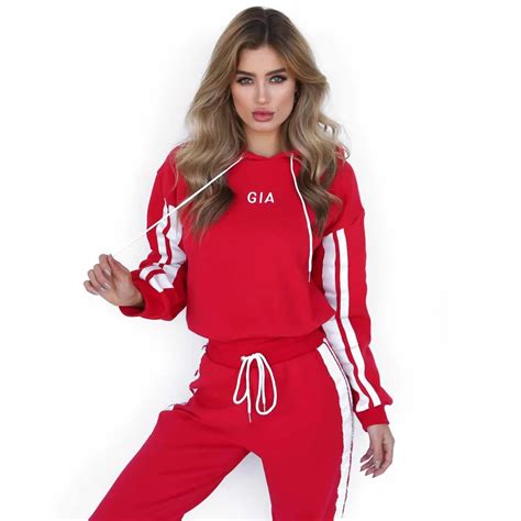 Two Piece Set Tracksuit For Women Gia Letter Printed Cropped Top Pants