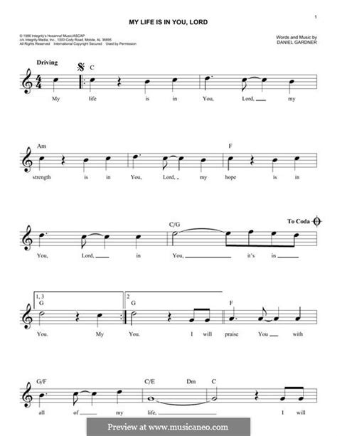 My Life is in You Lord by D. Gardner - sheet music on MusicaNeo