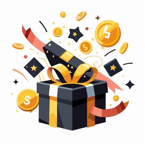 Open Gift Box With Golden Coins And Stars Premium AI Generated Vector