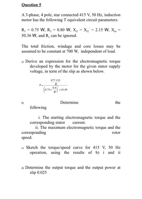 Solved Question 4 A 3 Phase 415 V 50 Hz 4 Pole