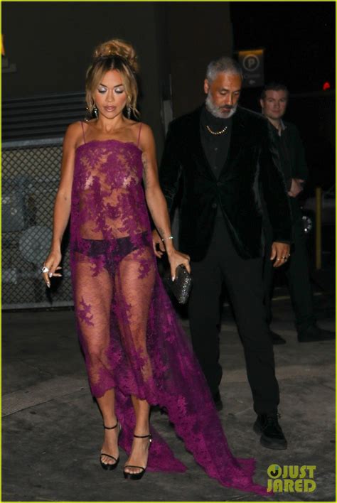 Rita Ora Wears Completely Sheer Lace Dress To Pre Golden Globes Party