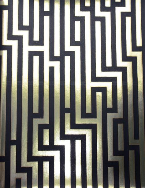 🔥 Free Download Fretwork Wallpaper Black And Gold Metallic Labyrinth