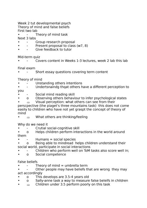 Week 2 Tut Developmental Psych Week 2 Tut Developmental Psych Theory