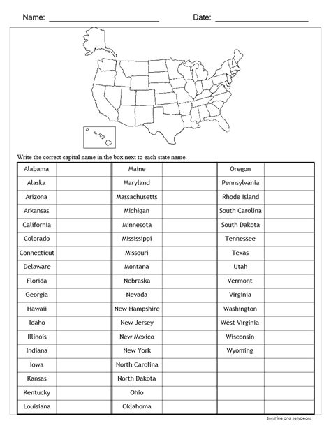 Usa Map With Capitals Quiz