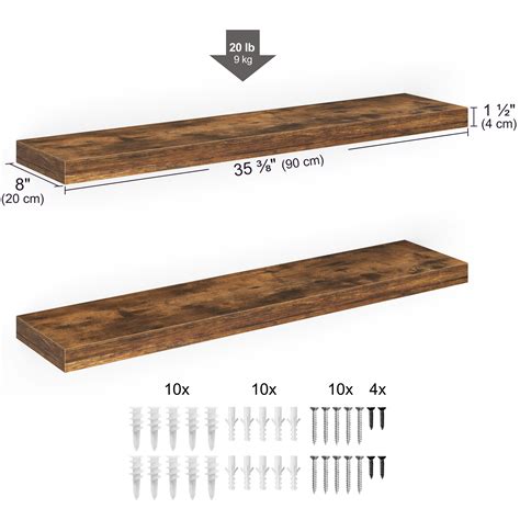 Ballucci 48 Floating Shelves 2 Pack Wood Wall Shelf Set With Invisible Brackets 8 Deep