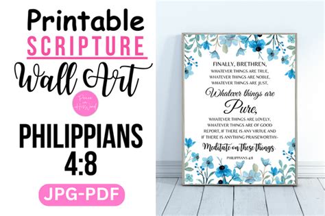 Philippians 4 8 Scripture Wall Art Graphic By Pmjkush Creative Fabrica