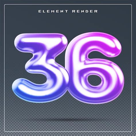 Premium Psd 36 Number Gradient 3d Render