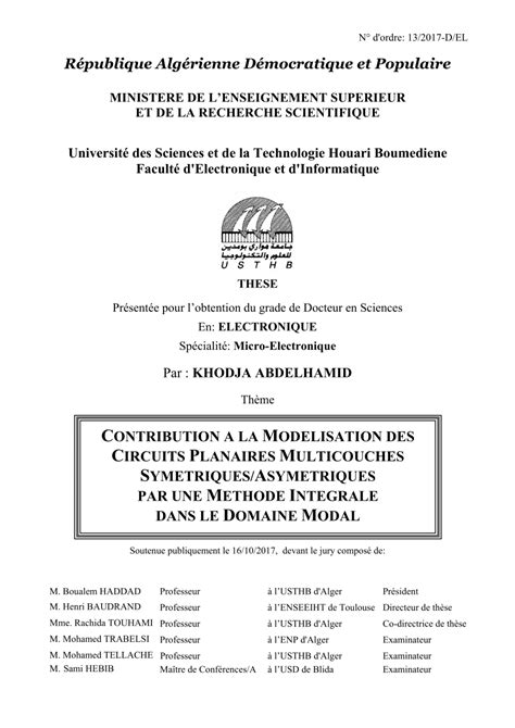 PDF Contribution à la Modélisation des Circuits Planaires