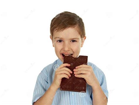 Smiling Kid Eating Chocolate Stock Image Image Of Cacao Childhood