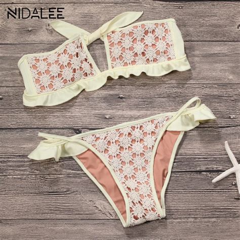 2018 Vintage Lace Bikini Women Sexy Brazilian Thong Bikini Set Push Up