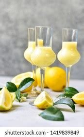 Traditional Italian Liqueur Limoncello Lemons Cream Stock Photo ...