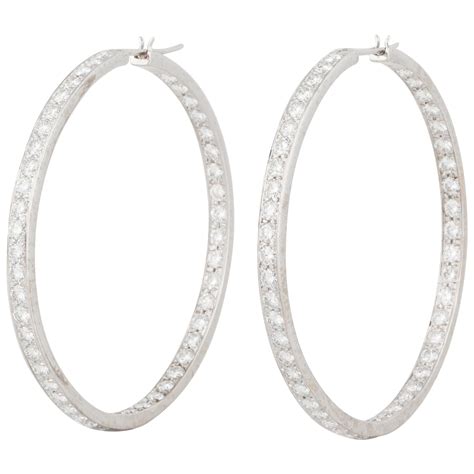 Large Diamond Hoop Earrings W Unique Diamond Display At 1stdibs