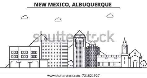 New Mexico Albuquerque Architecture Line Skyline Stock Vector (Royalty ...