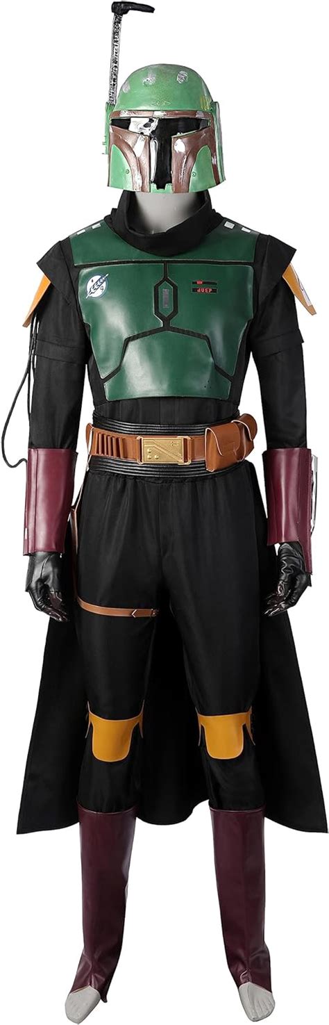 Dehvckgu Adult Men Mandalori Cosplay Boba Fet Costume Helmet Bounty Hunter Uniform