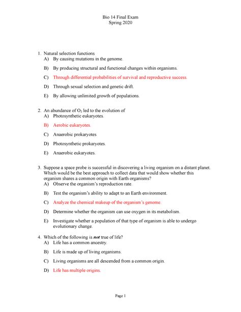 Final Exam Spring Bio Final Exam Spring Natural