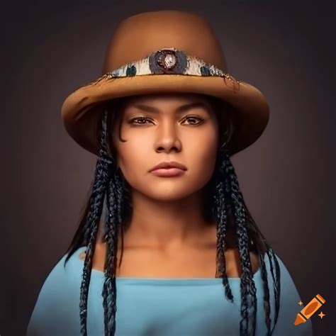 Portrait Of A Proud Lakota Woman With Braided Hair On Craiyon