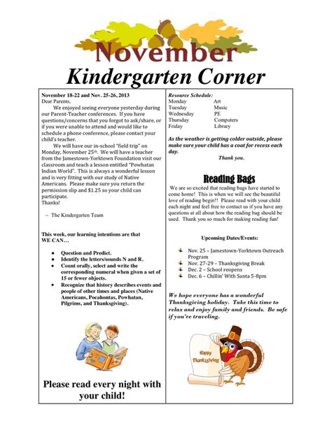 Kindergarten Newsletter Template Download Free Documents For Pdf Word And Excel