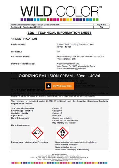 Technical Sds Sheets Peroxide Wildworldhair