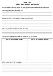 English Worksheets Oliver Twist Comparing Film And Book