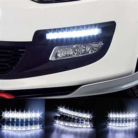 2pcs Car Daytime Running Lights 6 Leds Car Lamp Auto Fog Light Super Bright Waterproof Dc 12v