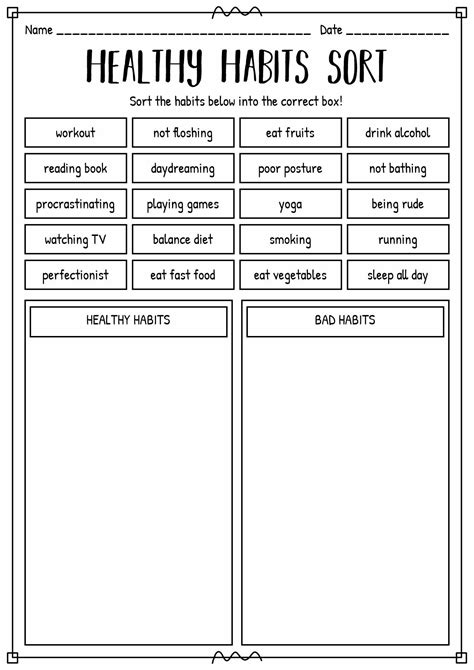 School Social Work Activities Healthy Habits Activities Healthy