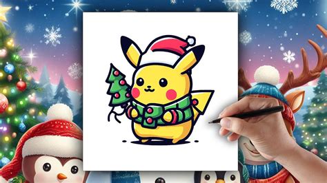 Jak narysować Świątecznego Pikachu Rysowanie dla dzieci krok po kroku