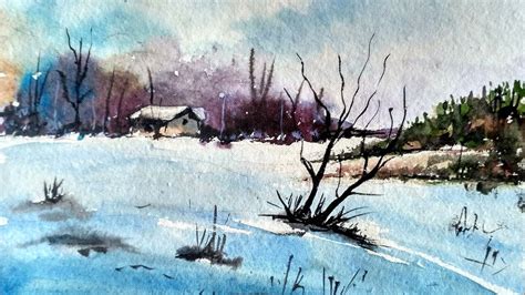 How To Paint Snow Mountains In Watercolor Winter Landscape Youtube