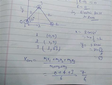 If Three Particles Of Masses 2 Kg 1 Kg And 3 Kg Are Placed At Corners