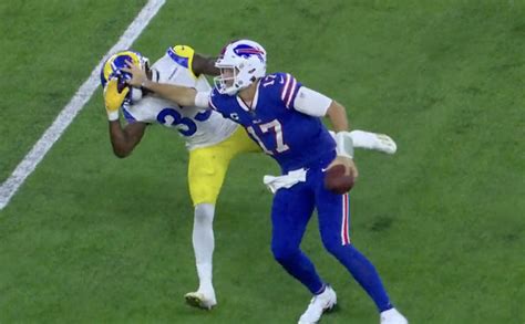 Josh Allen Destroys Rams Db With Brutal Stiff Arm Outkick