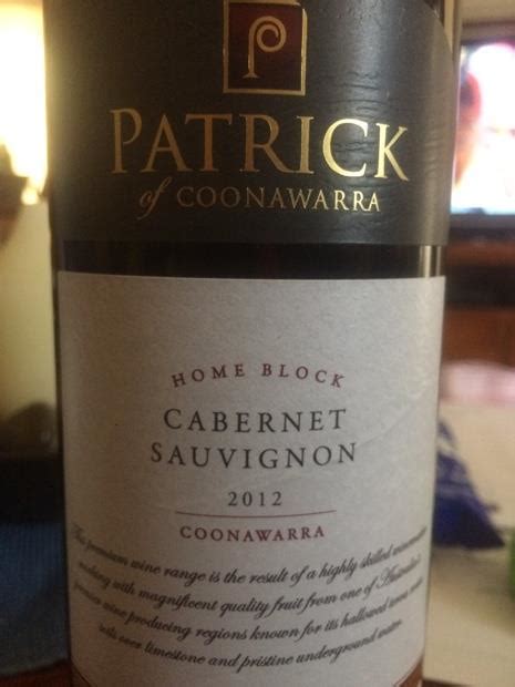 2012 Patrick Cabernet Sauvignon Home Block Australia South Australia