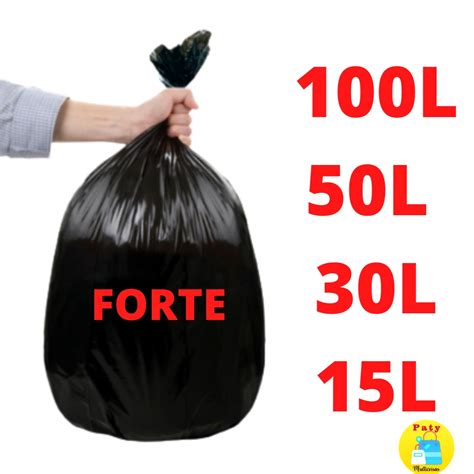 Saco Lixo Preto Forte Refor Ado Pacote Litros Desconto