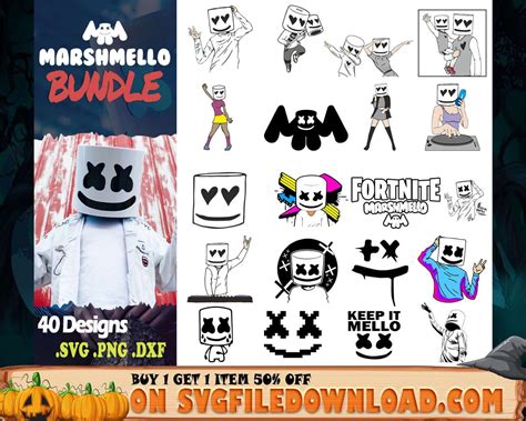 40 Dj Marshmello Svg Bundle Marshmello Svg Marshmello Etsy