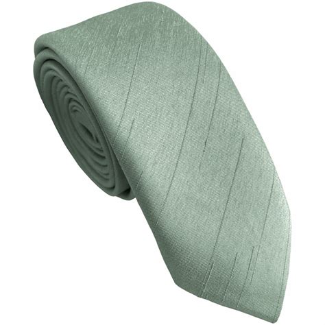 Sage Green Wedding Skinny Tie Shantung Dupioni Optional Hanky Wrexham