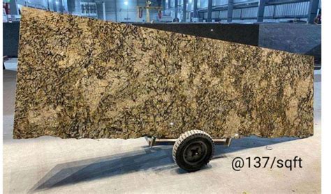 Rough Rubbing Alaska Gold Granite Slab For Vanity Tops Steps Kitchen