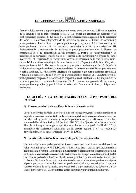 TEMA 5 APUNTES DERECHO SOCIEDADES TEMA 5 UNIVERSIDAD DE CANTABRIA