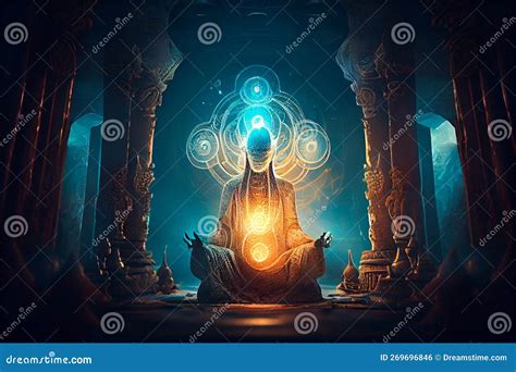 Illustration of Spiritual Awakening Enlightenment Meditation. Generative AI Stock Illustration ...