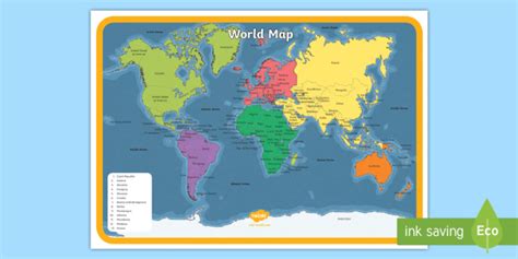 KS1 World Map Poster Ks1 World Map Poster Display Pack