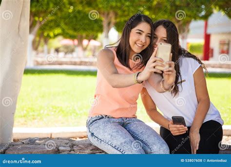 Best Friends Taking A Selfie Stock Photo Image 53807608