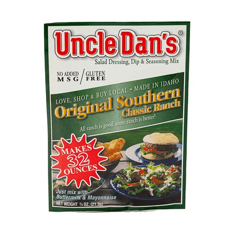 Uncle Dans Classic Ranch Seasoning And Salad Dressing Mix 075 Oz