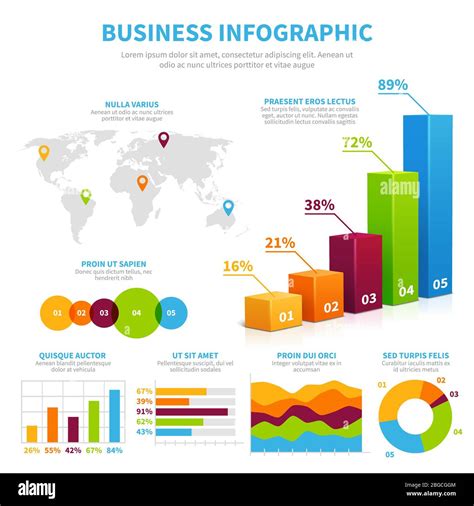 Business Infographic Vector Template With 3d Chart Graphs And Diagrams