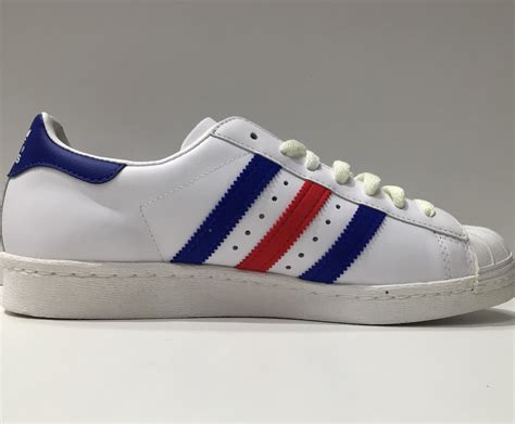 Adidas Superstar 80s White With Bluered Stripe Leather G03174