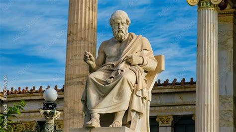 Statue Of The Great Greek Philosopher Plato On A Marble Chair