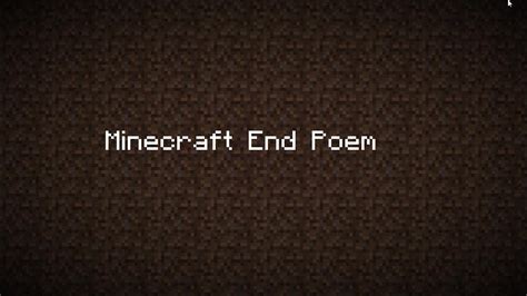 Minecraft End Poem And Credits With Music Youtube